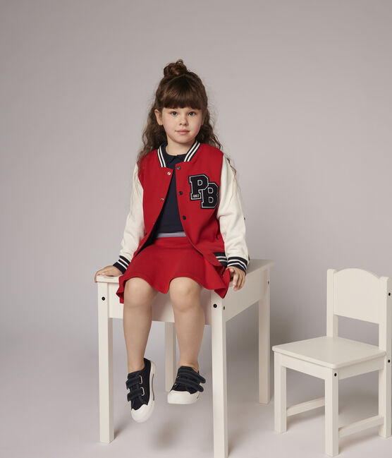 Children's Unisex Fleece Baseball Jacket TERKUIT red/MARSHMALLOW white