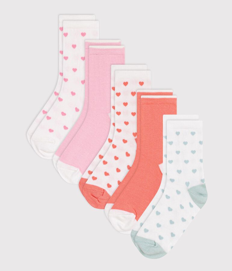 Pack of 2 pairs of girls' flower-print cotton socks multicolor