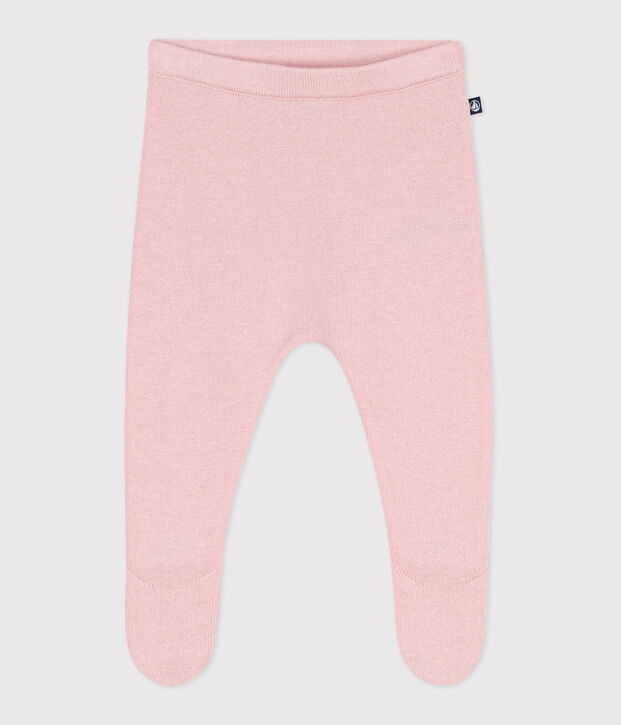 Babies' trousers in a wool and cotton knit pink