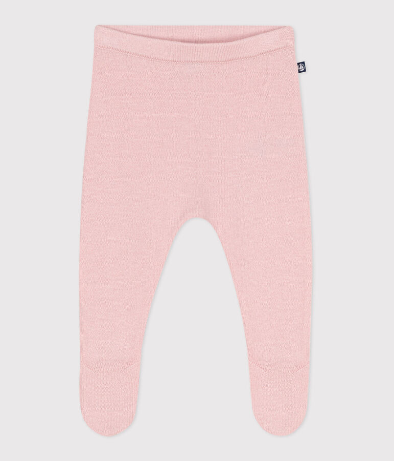 Babies' trousers in a wool and cotton knit pink