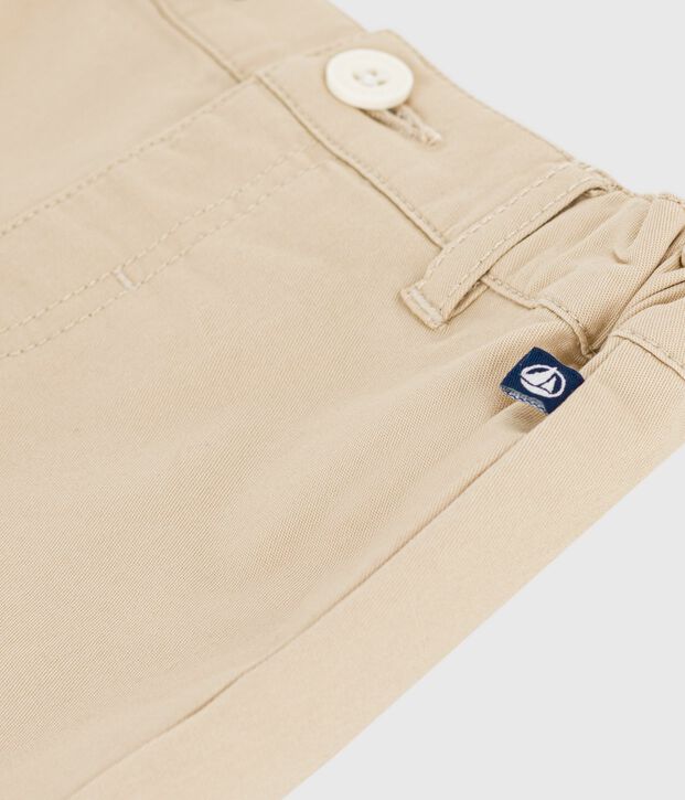 Babies' plain cotton shorts beige