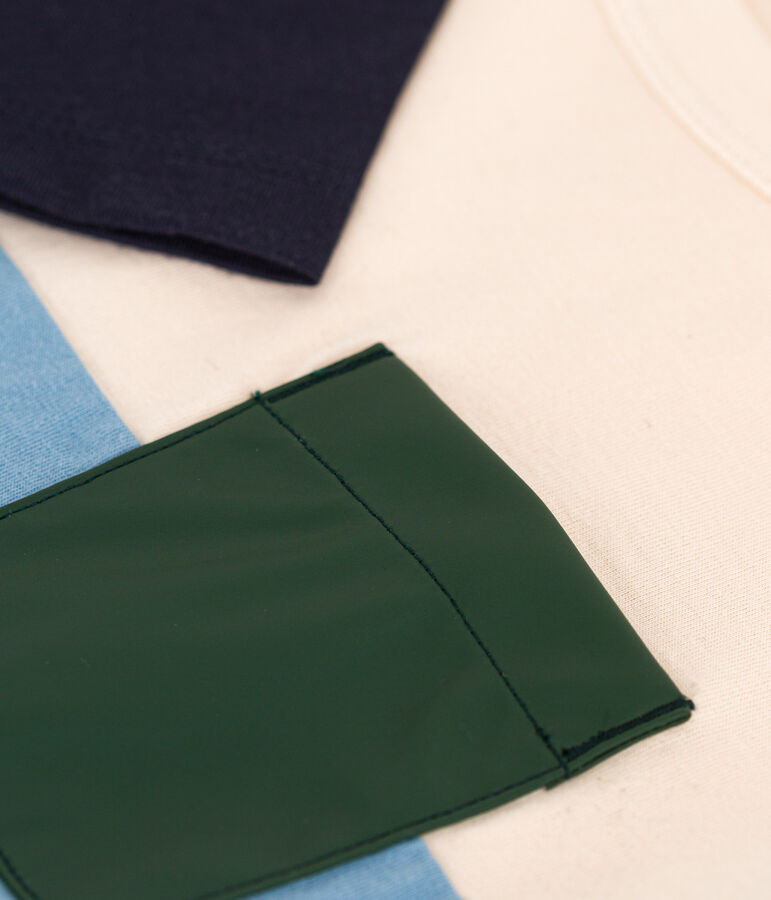 Boys' long-sleeved cotton T-shirt Ecru/multicolor