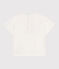Babies' short-sleeved plain cotton T-shirt MARSHMALLOW white