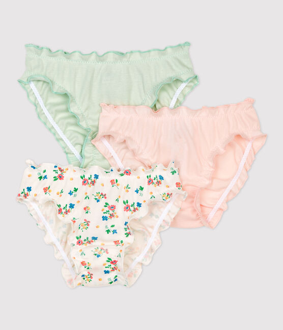 Girls' Floral Print Ruffled Organic Cotton Briefs - 3-Pack variante 1