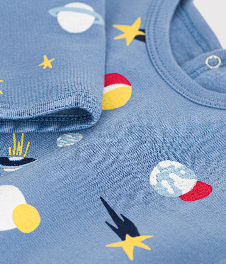 Babies' brushed fleece space print pyjamas BEACH blue/MULTICO