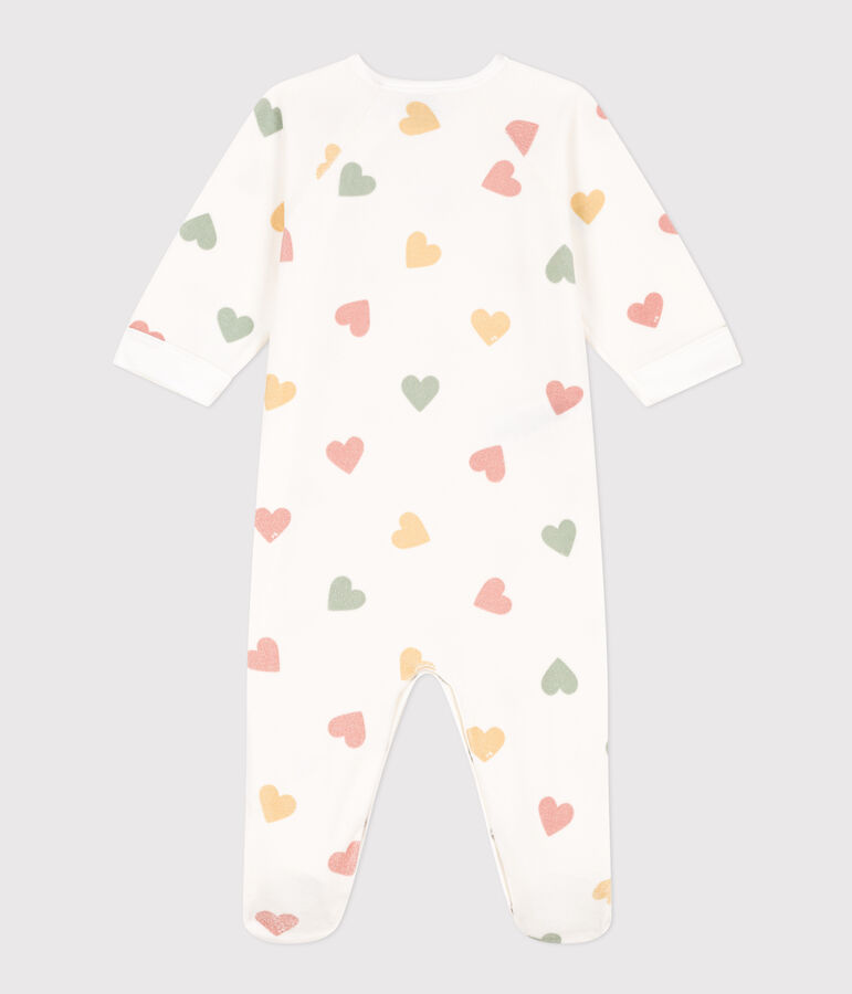 Babies' Multicoloured Heart Patterned Velour Pyjamas white/multicolor