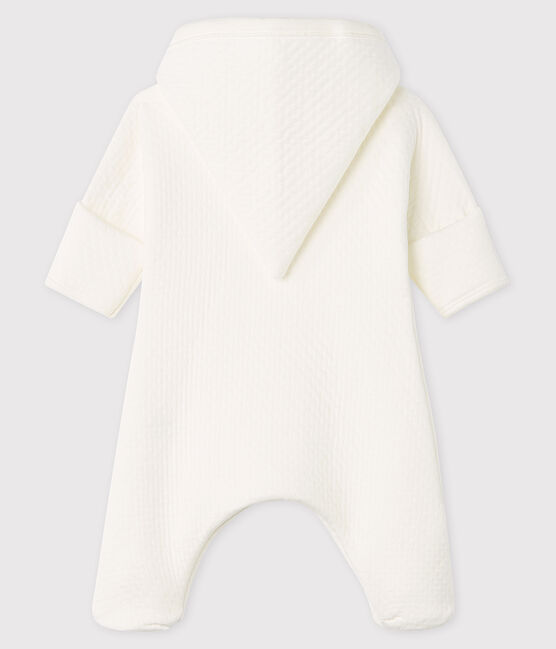 Babies' Long Jumpsuit in Quilted Tube Knit MARSHMALLOW white