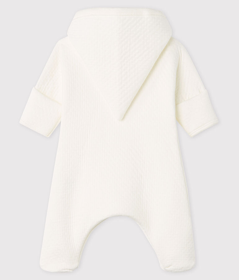 Babies' Long Jumpsuit in Quilted Tube Knit white