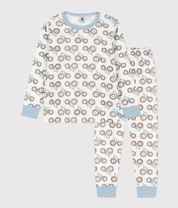 Children's Unisex Tractor Cotton Pyjamas white/multicolor