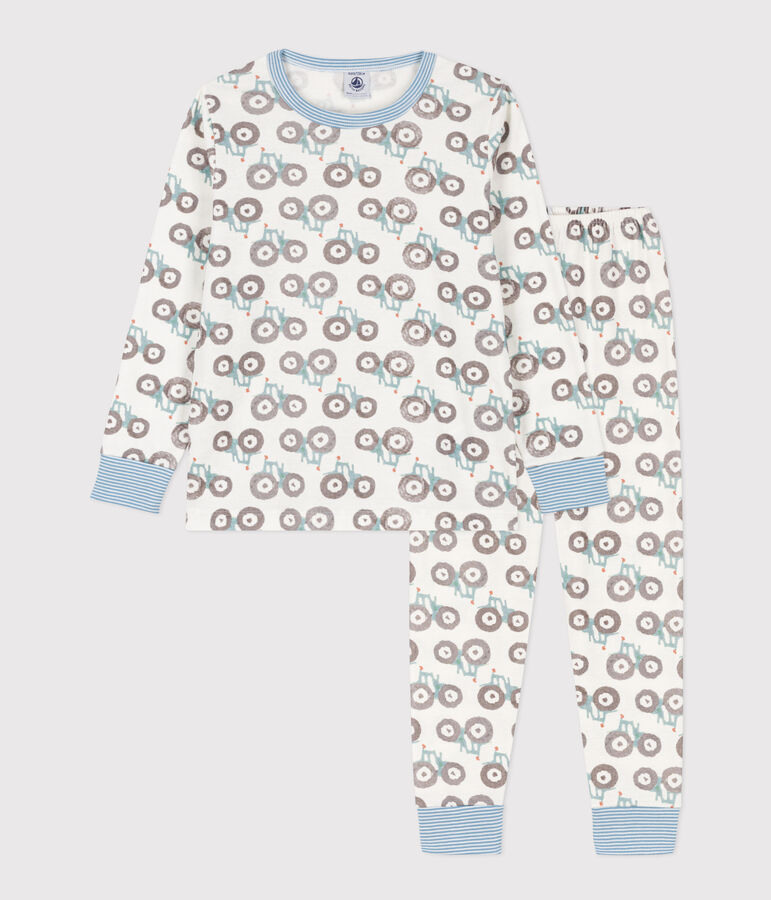 Children's Unisex Tractor Cotton Pyjamas white/multicolor