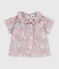 Babies' short-sleeved cotton blouse with a flower print blue/multicolor
