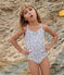Children's one-piece floral swimsuit MARSHMALLOW white/MULTICO white