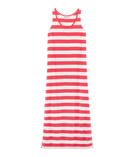 Women's sleeveless dress GROSEILLER pink/MARSHMALLOW white