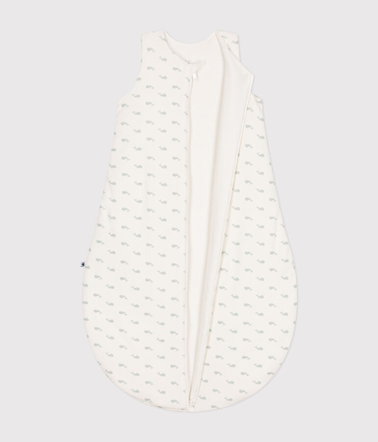 Babies' whale print corduroy 3 TOG sleeping bag white/green