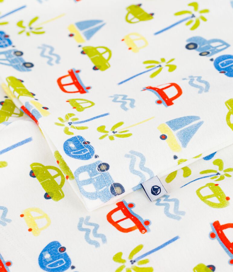 Children's short car print cotton pyjamas MARSHMALLOW white/MULTICO white