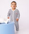 Babies' stripy printed cotton footless pyjama suit blue/blue