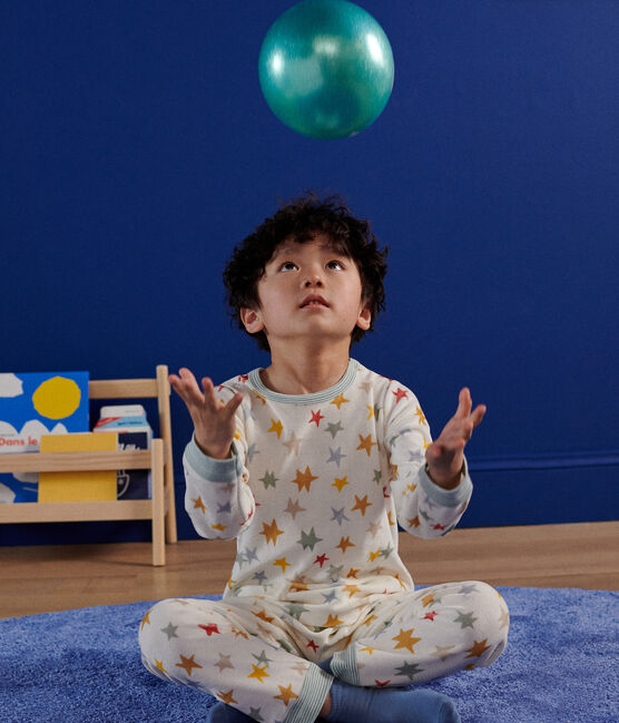 Children's star print velour pyjamas. MARSHMALLOW white/MULTICO white