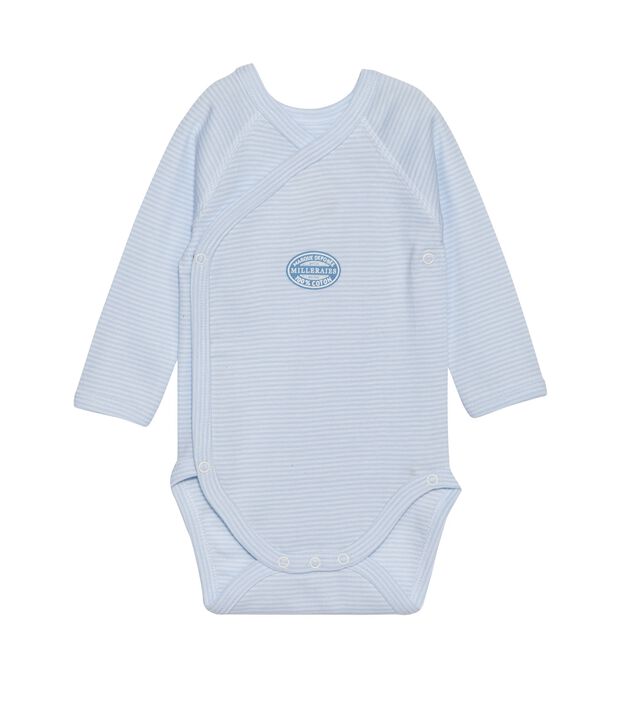 Newborn baby boy long-sleeve bodysuit in milleraies stripe blue/white