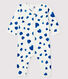 Baby Girls' Footless Blue Heart Ribbed Sleepsuit