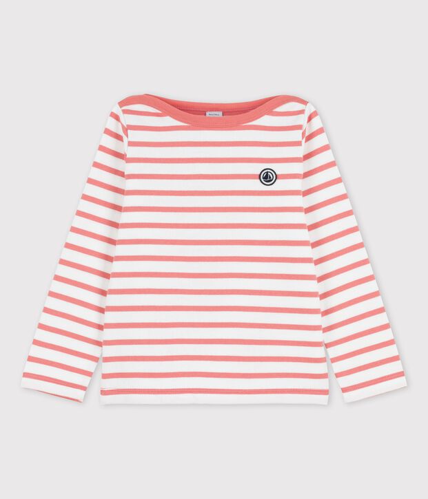Unisex Children's Striped Cotton Top white/pink