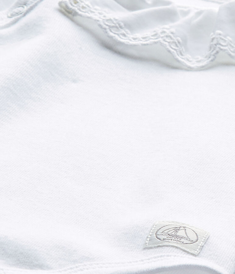 Newborn baby girls' bodysuit ECUME white