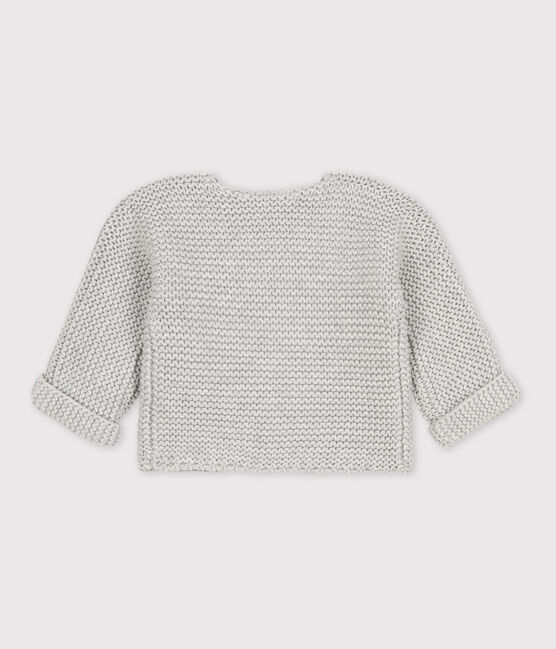 Babies' Moss Stitch Cotton Cardigan BELUGA CHINE grey