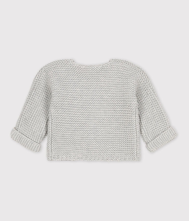 Babies' Moss Stitch Cotton Cardigan grey