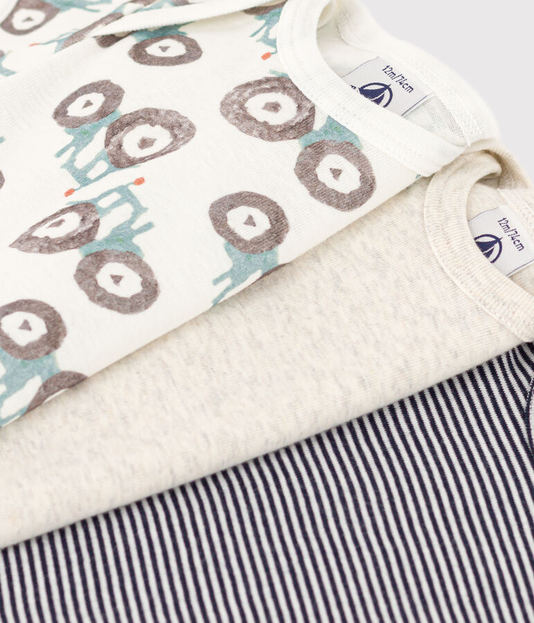 Babies' Short-Sleeved Tractor Themed Cotton Bodysuits - 3-Pack multicolor