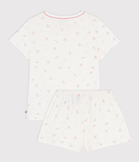 Children's short floral-print openwork cotton pyjamas MARSHMALLOW white/MULTICO white