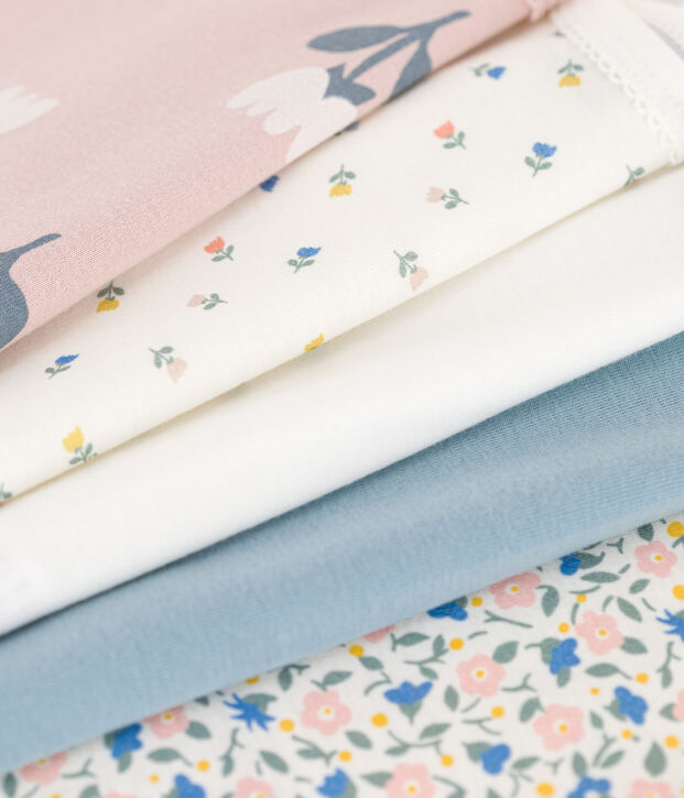 Floral Cotton Vest Bodysuits - Pack of 5 multicolor