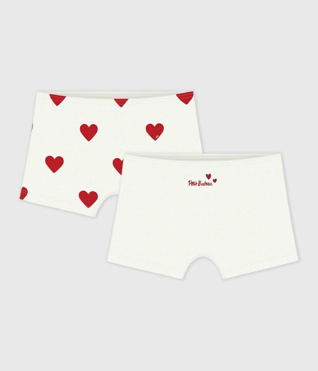 Children's heart-print cotton  shorties - 2-pack multicolor