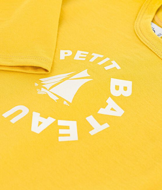 Babies' long-sleeved T-shirt with a cat design NAPLES yellow