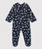 Babies' Starry Velour Sleepsuit SMOKING blue/ECUME white
