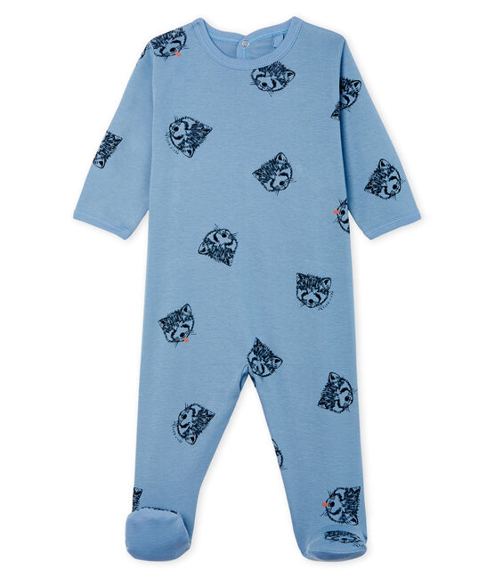 Baby Boys' Ribbed Sleepsuit ACIER blue/MULTICO white