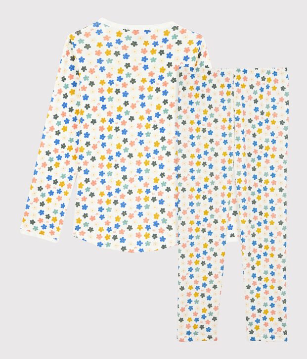 Girls' Glow-In-The-Dark Floral Floral Cotton Pyjamas white/multicolor