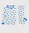 Boys' Animal Motif Snugfit Cotton Pyjamas MARSHMALLOW white/MULTICO white