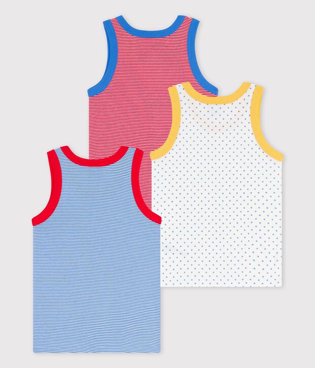 Boys' Pinstriped Organic Cotton Vests - 3-Pack multicolor