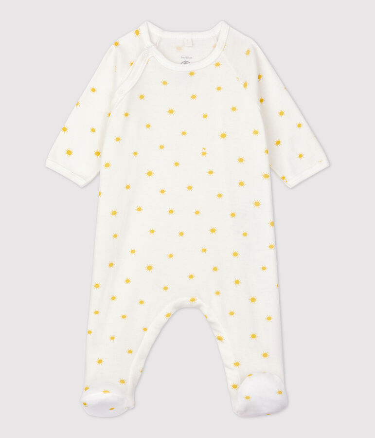 Babies' Organic Cotton Sleepsuit white/yellow