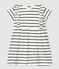 Babies' Short-Sleeved Striped Jersey Dress MARSHMALLOW white/SMOKING blue