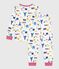 Children's pyjamas in Paris-print fleece MARSHMALLOW white/MULTICO white