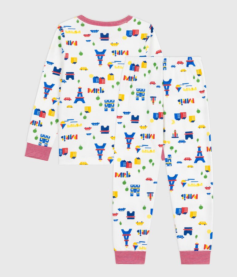 Children's pyjamas in Paris-print fleece white/multicolor