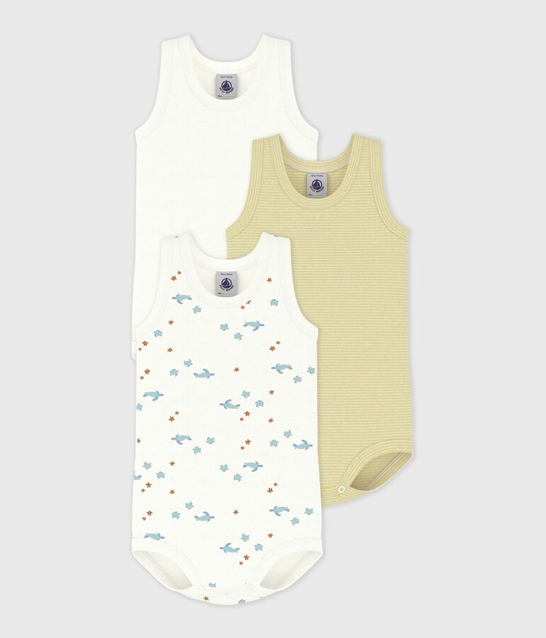 Pack of babies' sleeveless turtle print cotton bodies multicolor