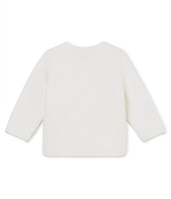 Baby girls' cardigan in quilted tube knit MARSHMALLOW white