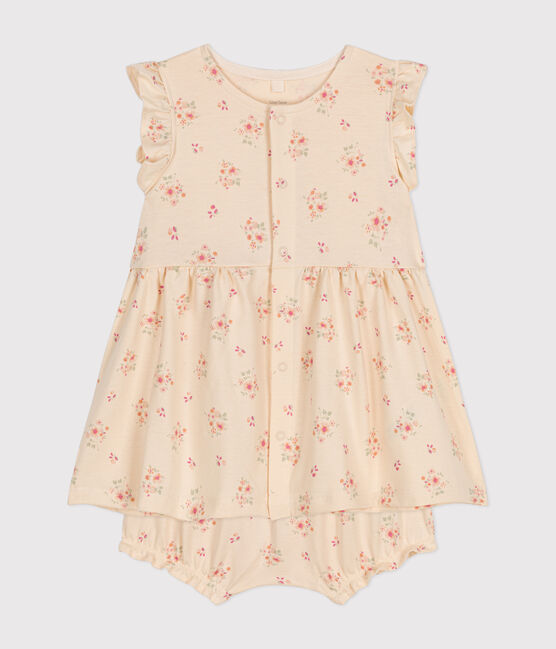 Babies' Lightweight Jersey Dress and Bloomers AVALANCHE white/MULTICO
