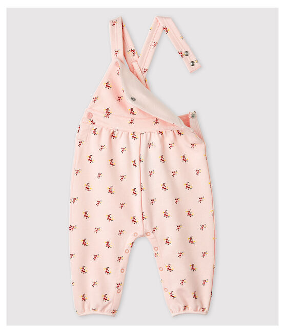 Baby Girls' Printed Fleece Dungarees FLEUR pink/MULTICO white