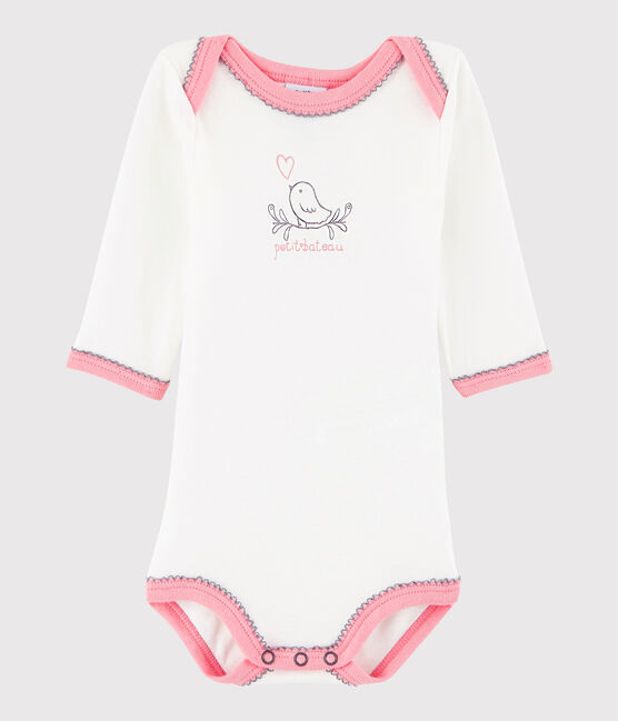Baby Girls' Long-Sleeved Bodysuit MARSHMALLOW white