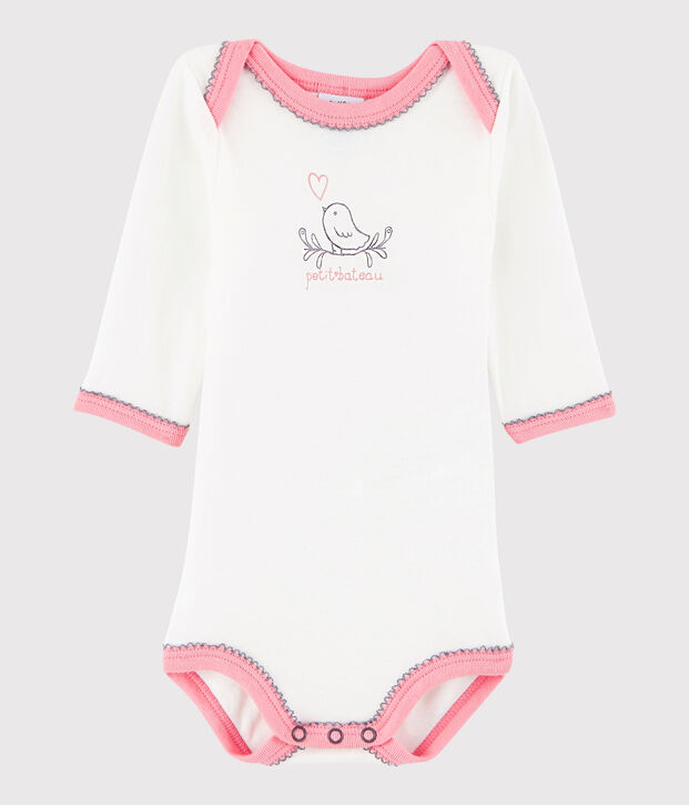 Baby Girls' Long-Sleeved Bodysuit white