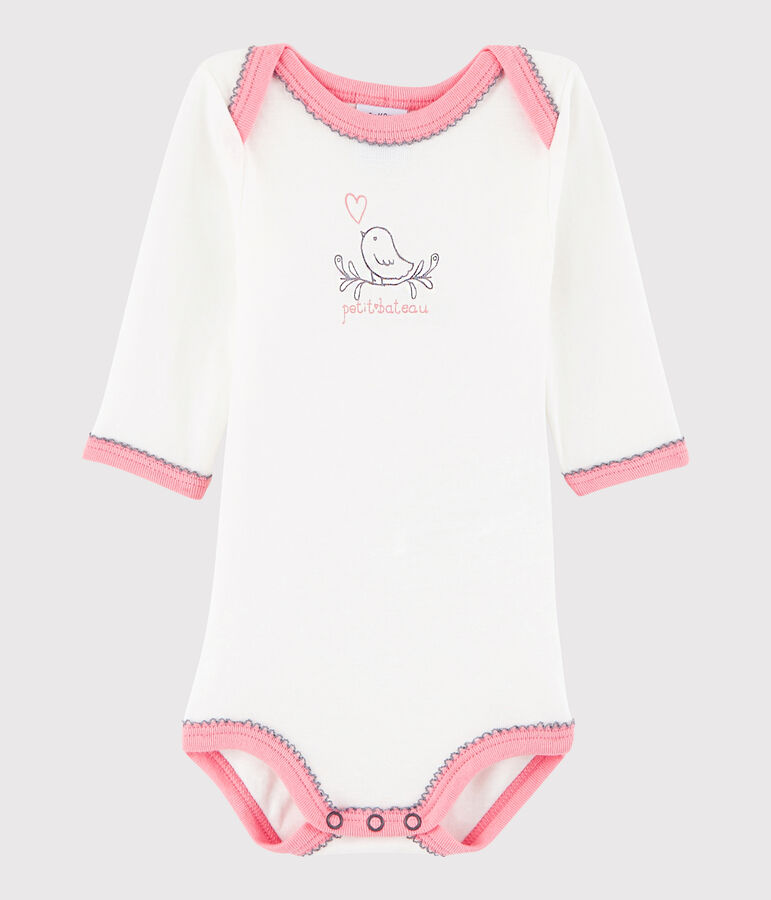 Baby Girls' Long-Sleeved Bodysuit white