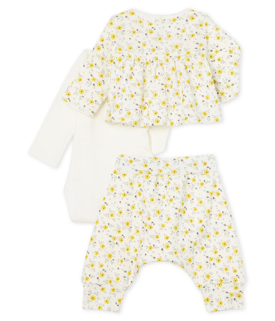 Baby Girls' Wool/Cotton Clothing - 3-piece set MARSHMALLOW white/MULTICO white