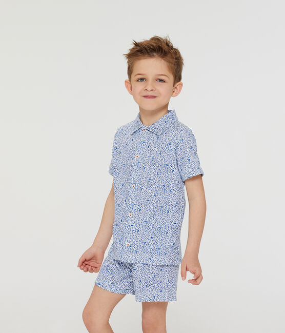 Boys' short Pyjamas MARSHMALLOW white/MAJOR blue